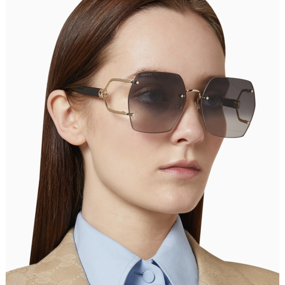 NWT Gucci GG1562S-001 Gold Black 62mm Sunglasses